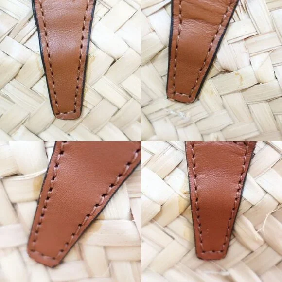 Celine Basket Bag Tote Bag Pannier Triomphe Medium Raffia Leather - Picture 7 of 10